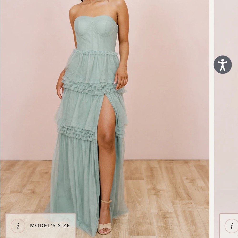 Revelry Adeline Tulle Dress- Sage 337